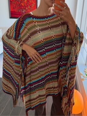 Missoni Multicolor Zigzag Fringe Poncho
